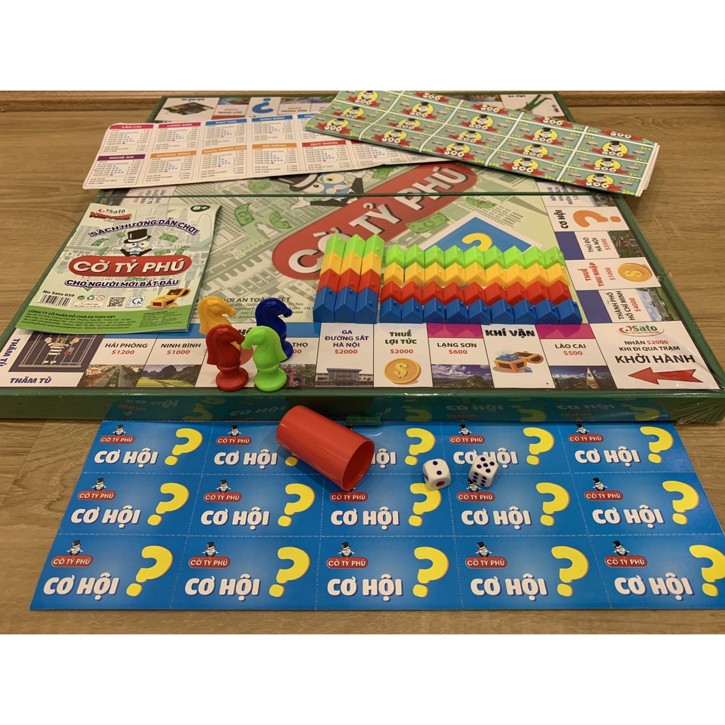 BỘ CỜ TỶ PHÚ VIỆT NAM (Cỡ Lớn, Chính Hãng Sato), Trò Chơi Board Game Bàn Cờ Tỉ Phú Xịn, Đồ Chơi Trí Tuệ Trẻ Em MECO MART