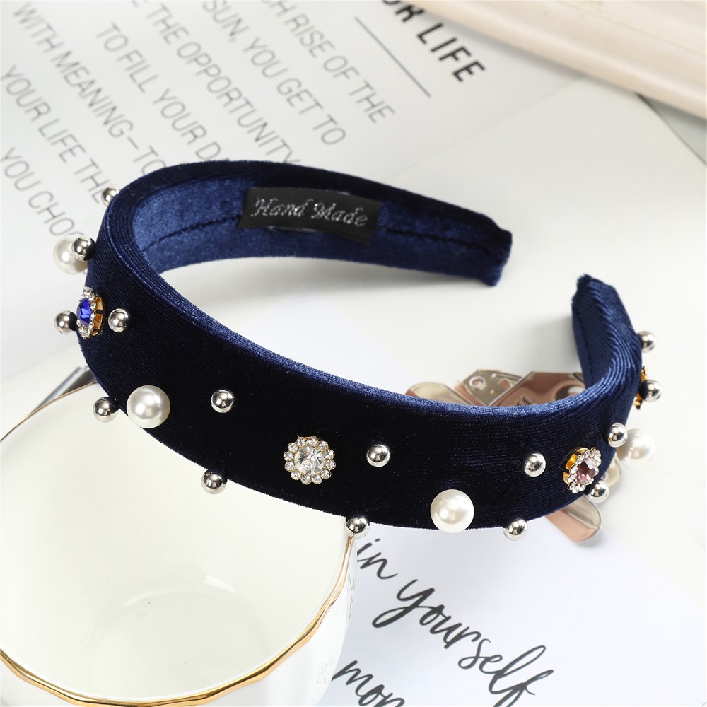 Băng Đô Vải Nhung Đính Ngọc Trai Thời Trang Hàn Quốc