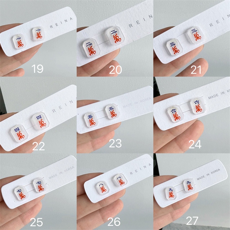 Set 6 Cặp Bông Tai Mạt Chược Cỡ Nhỏ Thời Trang Nữ