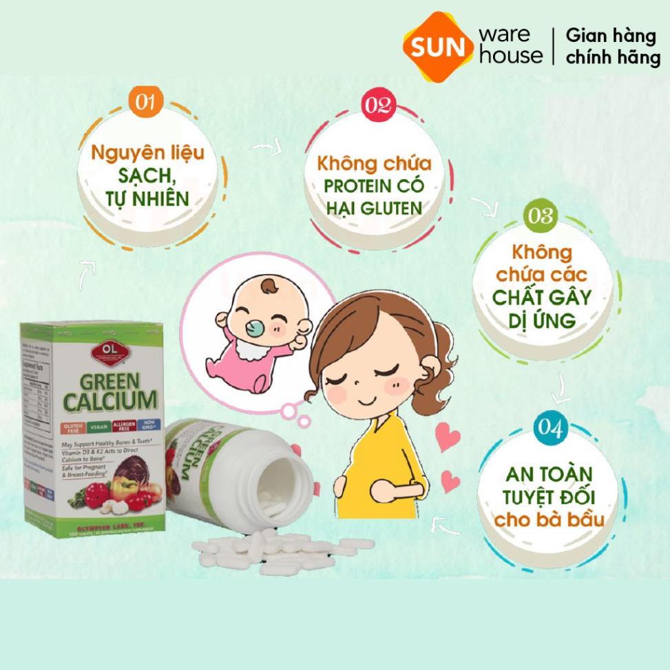 Viên Uống Bổ Sung Canxi Hữu Cơ Olympian Labs Green Calcium Giúp Xương Chắc Khoẻ Mẹ Và Bé