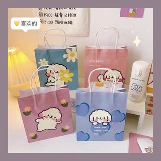 <24h Lô hàng> W&G Túi giấy đựng đồ mua sắm đa năng in họa tiết đơn giản dễ thương