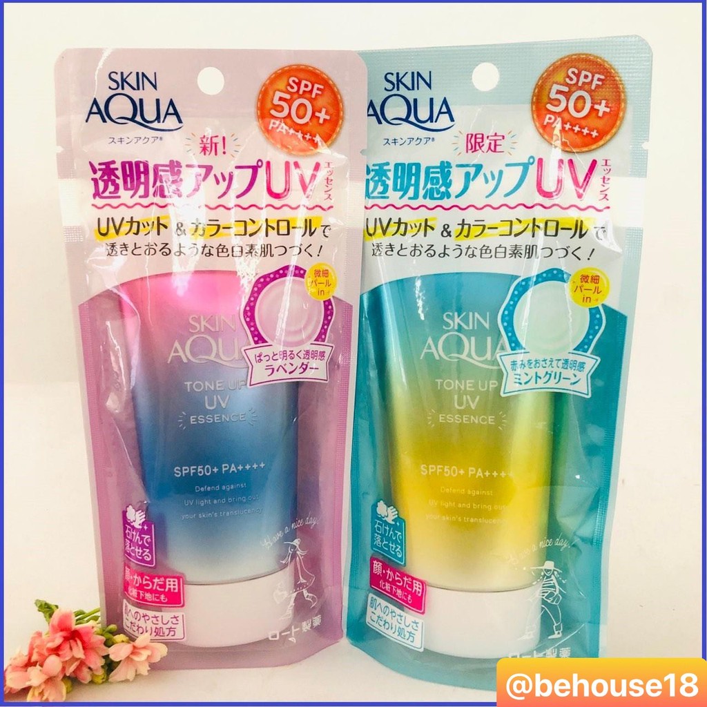 Kem chống nắng Skin Aqua Tone Up UV Essence SPF 50+ PA++++ Nhật Bản kiềm dầu, nâng tông nhẹ