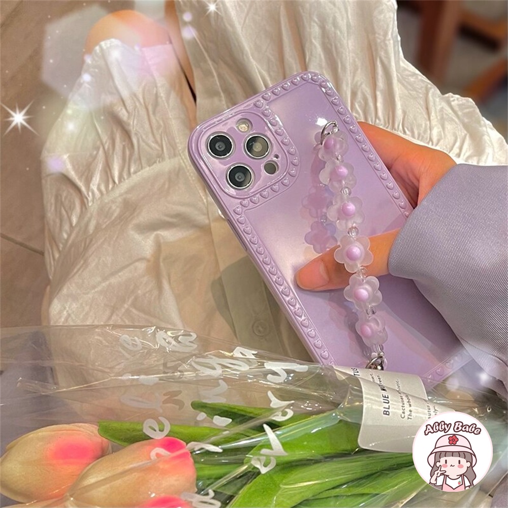 Ốp Điện Thoại TPU Mềm Chống Sốc Họa Tiết Hoa Oải Hương 3D Kèm Dây Đeo Cho IP 13 12 11 Pro Max XR 8 7 Plus