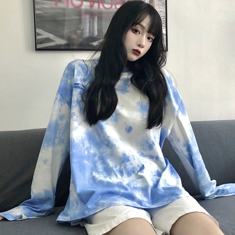 Women's Tie Dye O Neck Loose Leisure Long Sleeve T-Shirt Tops | BigBuy360 - bigbuy360.vn