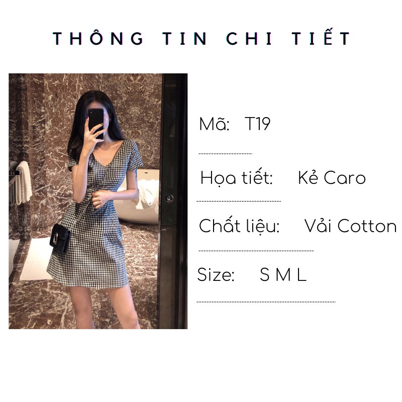 Đầm Nữ, Đầm Nữ Kẻ Caro, Váy Kẻ Chiết Eo Dáng Ôm Phong Cách Nữ Tính, Nhẹ Nhàng SIXTEEN.