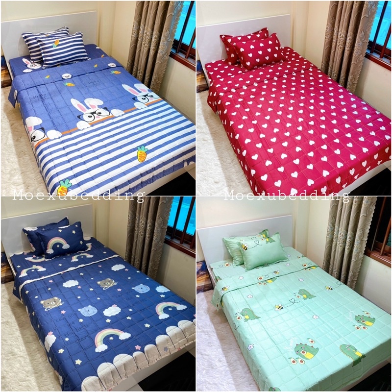 📣Xả📣 Bộ chăn hè ga gối cotton poly mềm mịn dễ thương sang xịn thoáng mát không xù không phai