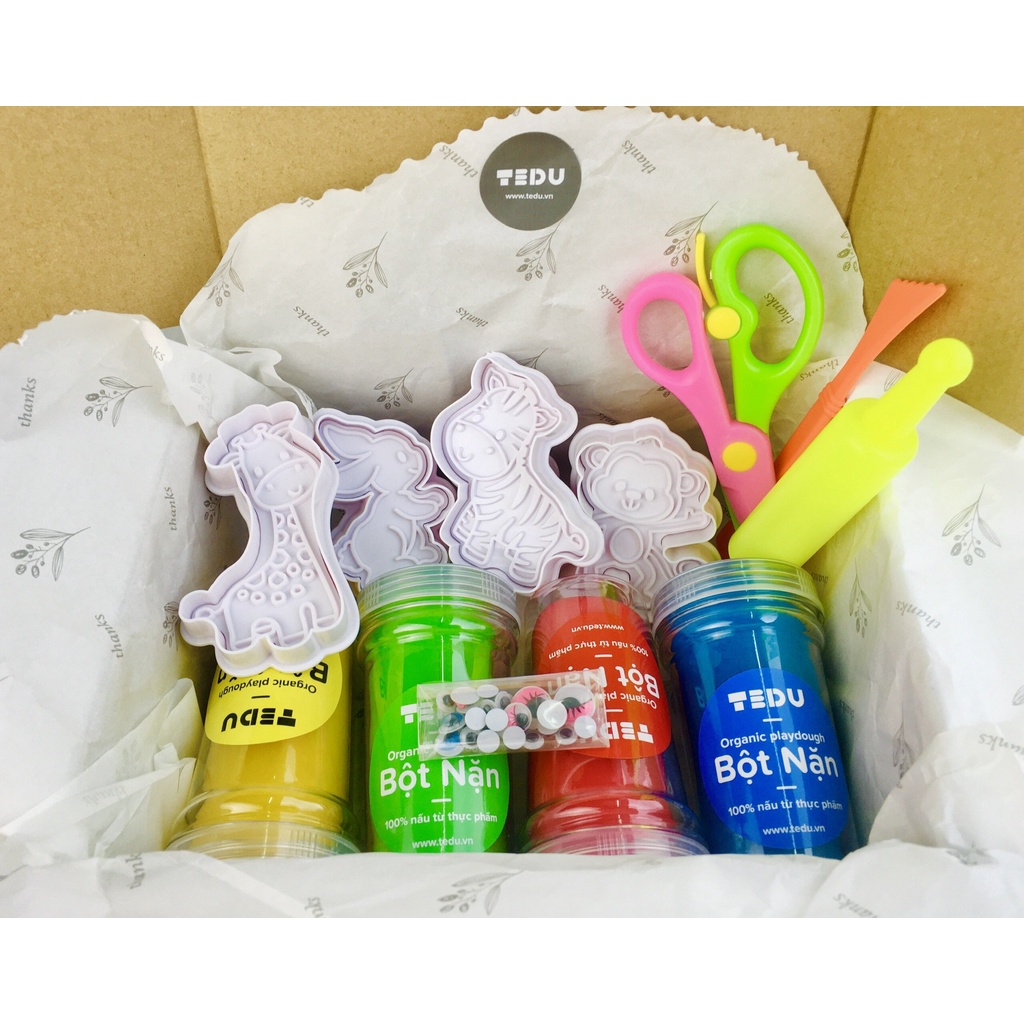 Combo bột nặn đất nặn an toàn TEDU quà tặng 179 - Chủ đề muôn thú