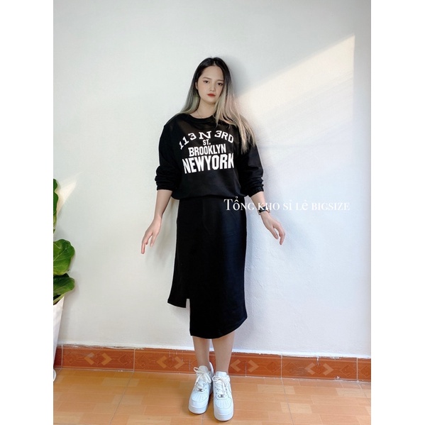 [Ảnh thật 100%] Set váy bigsize từ 60-100kg chất nỉ da cá không bai xù