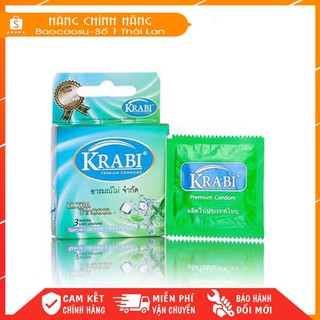 [CHE TÊN SP] [SIÊU MỎNG + VỊ BẠC HÀ MÁT LẠNH]  Bao cao su Krabi Siêu mỏng | Hương bạc hà | Ultrathin Cool Krabi
