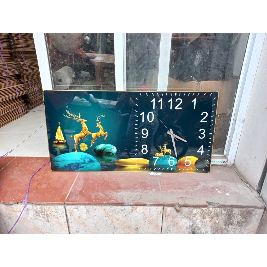 Tranh Đồng Hồ Treo Tường tráng gương🍁🍁 Đồng Hồ Pha Lê Trang Trí Decor Nhà Cửa Phòng Khách kim trôi KT 30x60cm