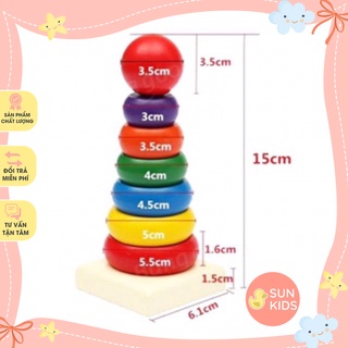 Đồ chơi gỗ thả hình tháp cầu vồng
