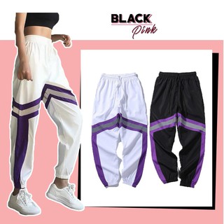Blackpink - quần jogger sọc tím phản quang