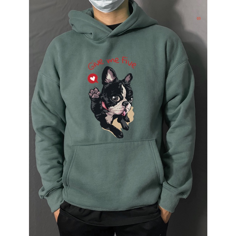 Áo Hoodie Unisex đôi form rộng nam nữ Give Me Five vải Nỉ Bông -TDA03