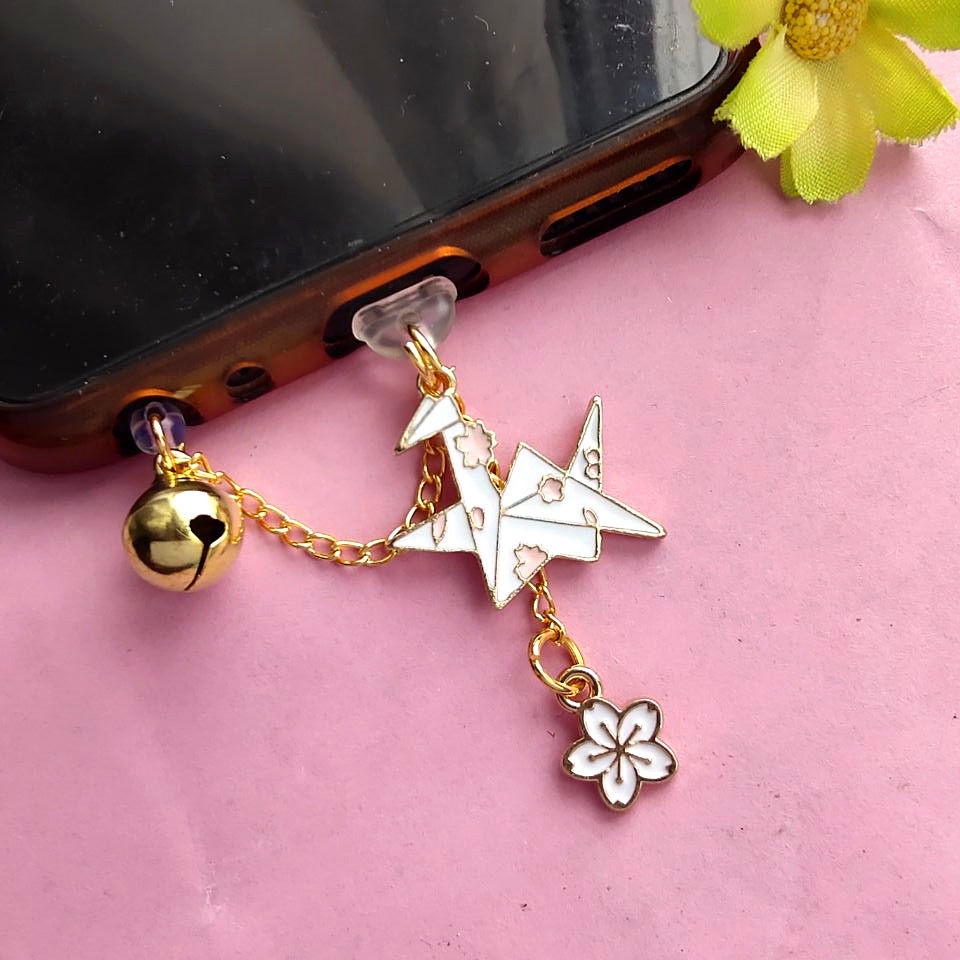 Phích Cắm Chống Bụi Hình Hạc Giấy Dễ Thương Dành Cho Cổng Sạc Tai Nghe