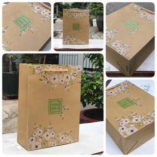 Túi giấy kraft môi trường đựng quà tặng - 30 x 25 x 10 cm