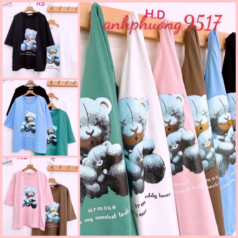 Áo thun Gấu TuyếtTay Lỡ Dáng Rộng Oversize KuteUnisex chất cotton mềm mịnPhong cách Thể thao