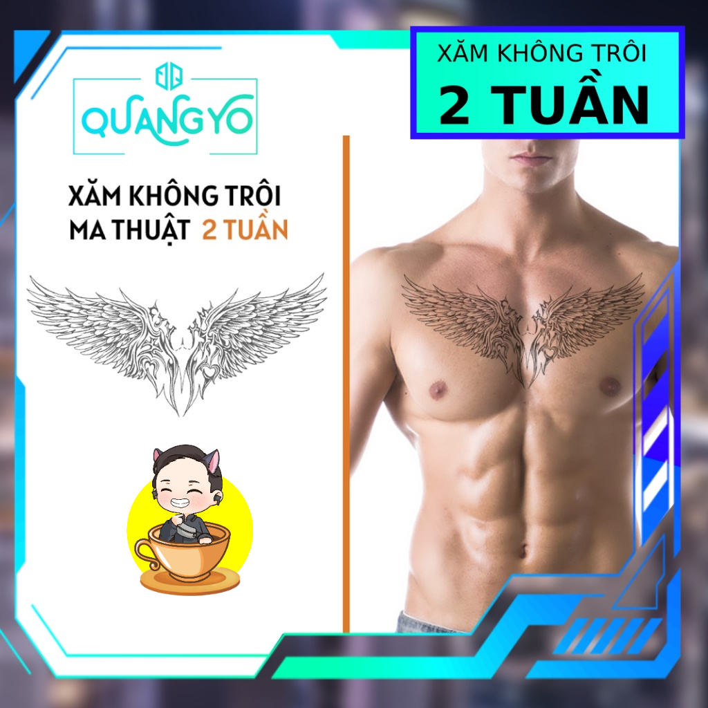 Hình xăm không trôi chữ kín ngực, đầy lưng, đôi cánh thiên thần, Hình xăm ma thuật, Xăm giống Inkaholic