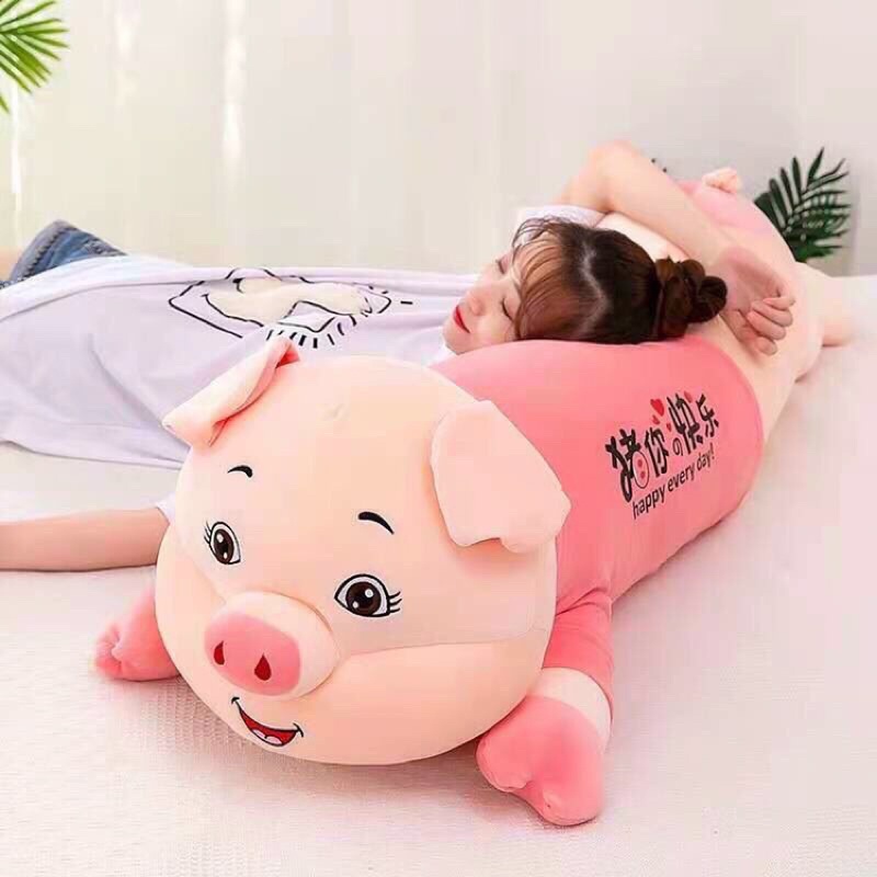 Gấu nhồi bông vải mềm mịn mẫu heo áo hồng cute