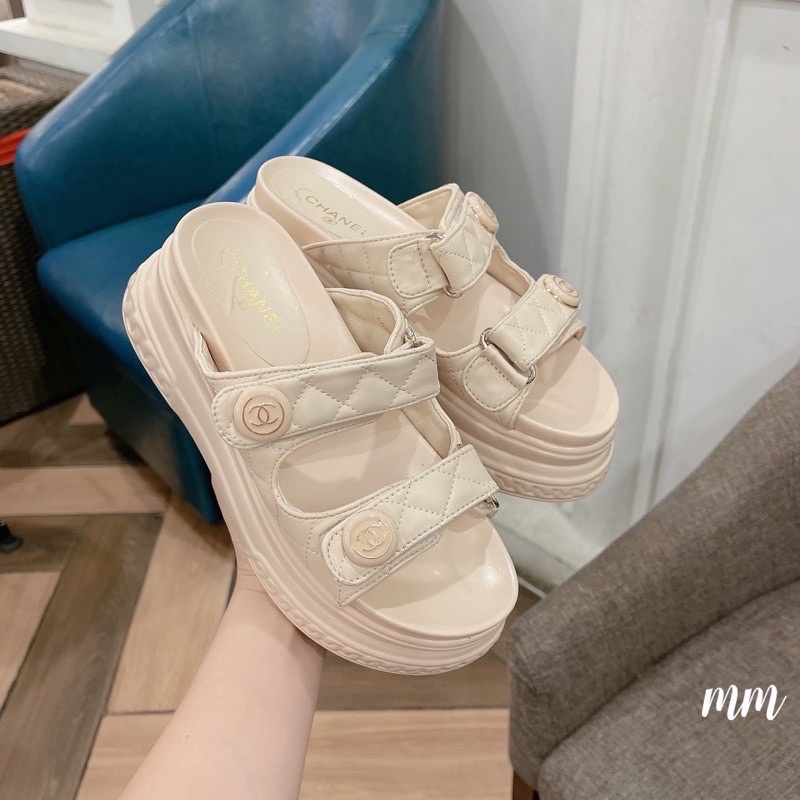 Dép cn đế cao khuy tròn quai dán ngang fullbox
