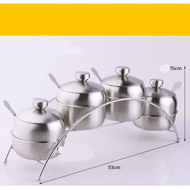 Set 4 lọ đựng gia vị Inox cao cấp không độc hại, không bị gỉ