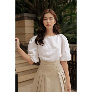 OLV-Chân váy dập ly Line Beige