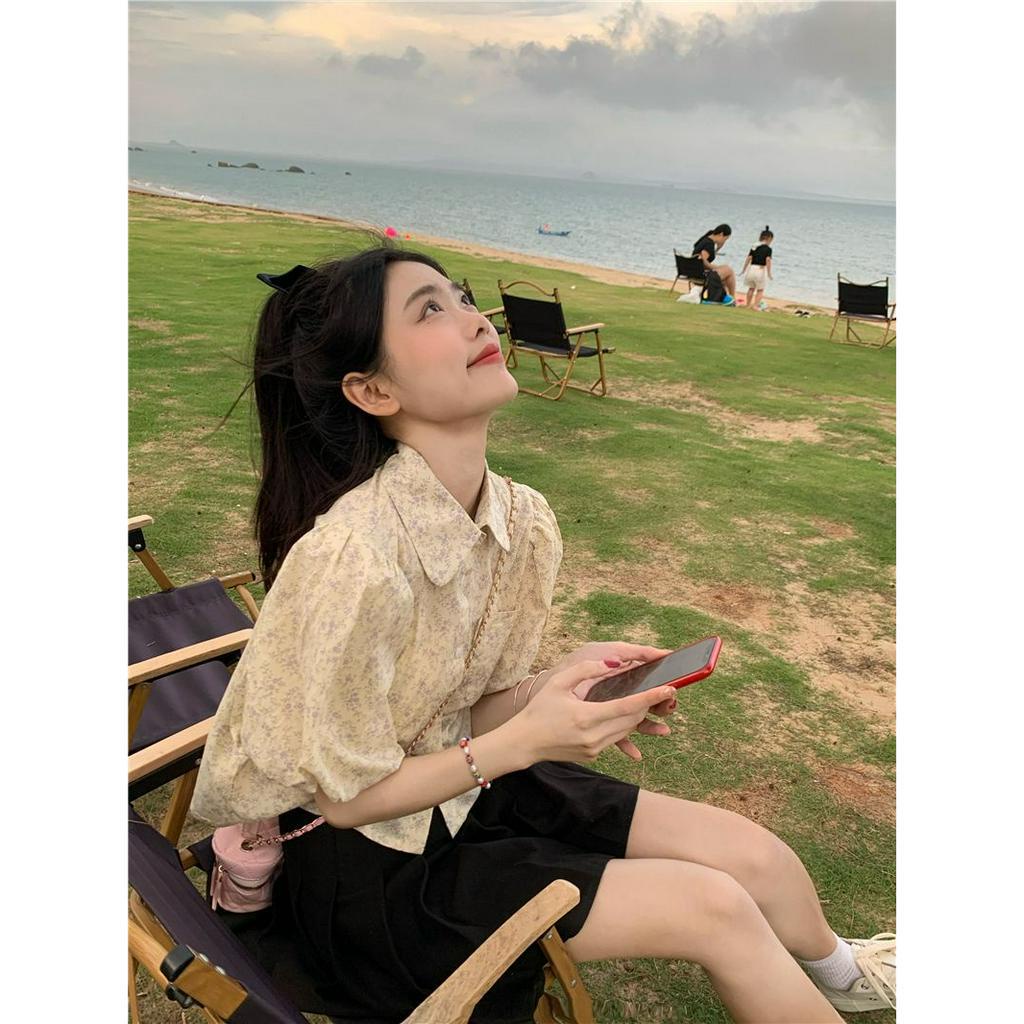 Xiaozhainv Áo Sơ Mi Tay Phồng Họa Tiết Hoa Thời Trang Mùa Hè Cho Nữ