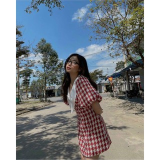 Đầm Caro Phối Cổ Peter