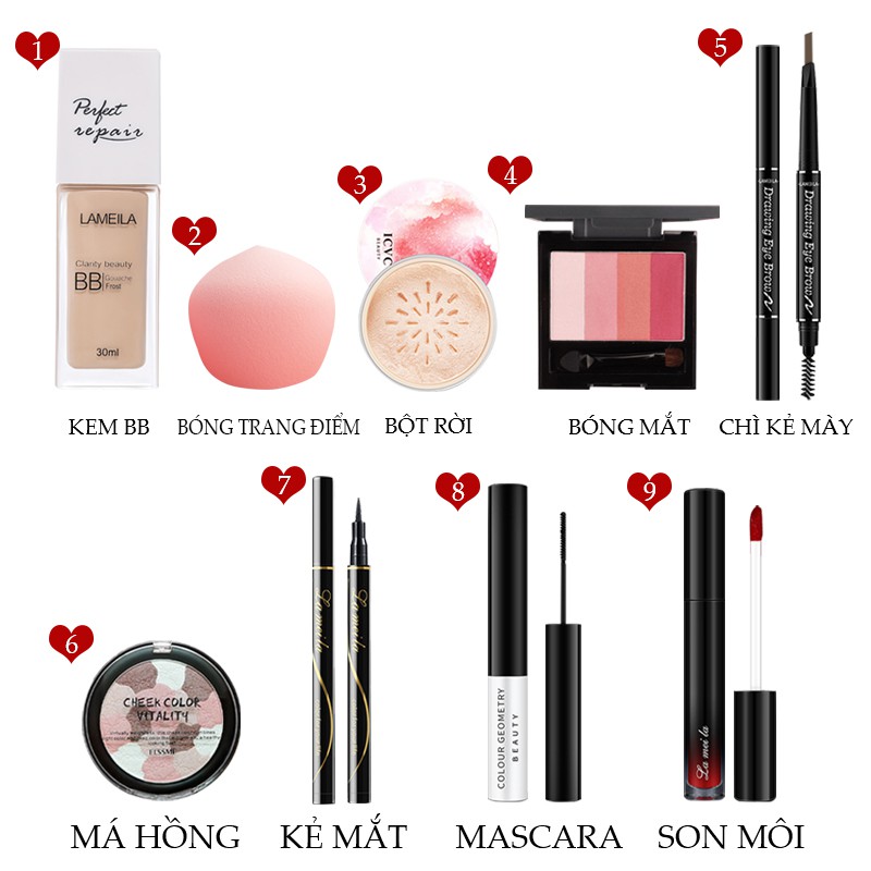 Bộ mỹ phẩm trang điểm 9 món,SET MAKEUP 8 MÓN MỚI VỀ-URBHYX-T8+URBFP