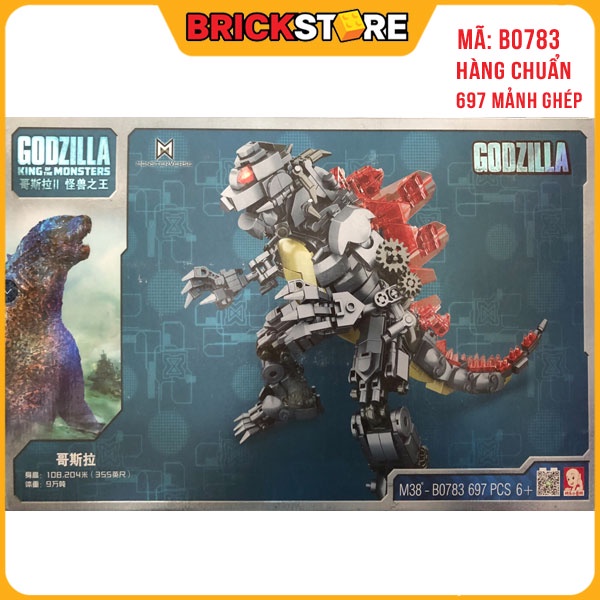 Đồ chơi xếp hình lắp ráp kiểu Lego Sluban GODZILA Vua Quái Vật với 697 Mảnh ghép