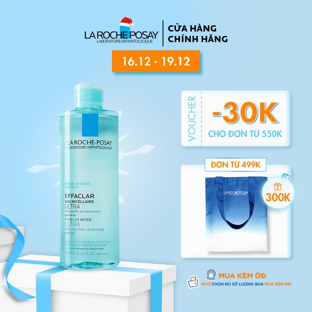 Nước làm sạch sâu tẩy trang cho da dầu nhạy cảm La Roche-Posay Micellar Water Ultra Oily Skin 400ml