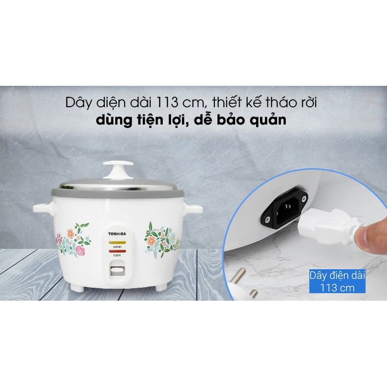 Nồi cơm nắp rời Toshiba RC-18MH1PV - Dung tích 1.8 lít - Bảo hành 12 tháng