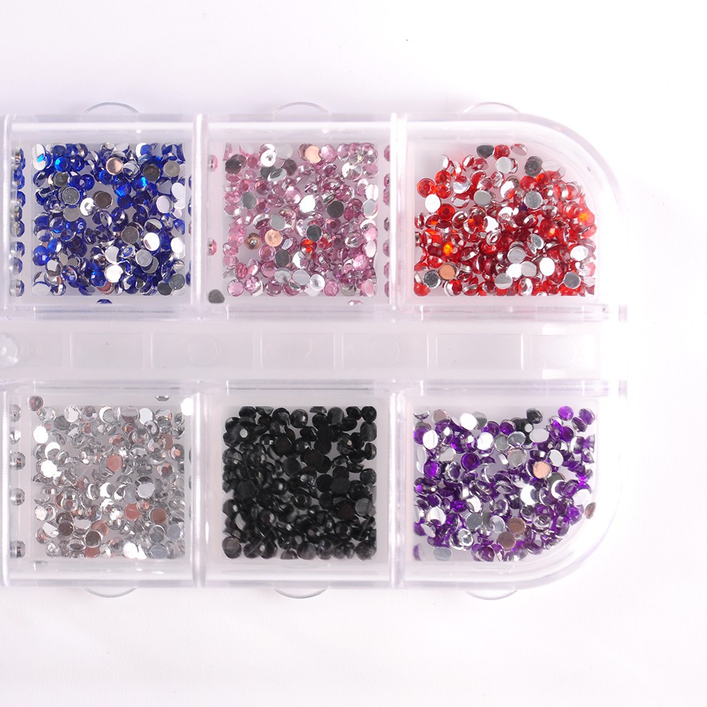 Hộp chứa 1200 hạt kim cương giả dán trang trí móng tay