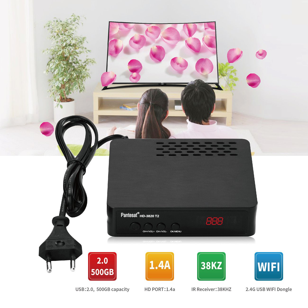 ⚡Hot sản phẩm/High Definition MT2203 TV Box DVB-T2 AV 2.4G USB WIFI Digital TV Set Top Box