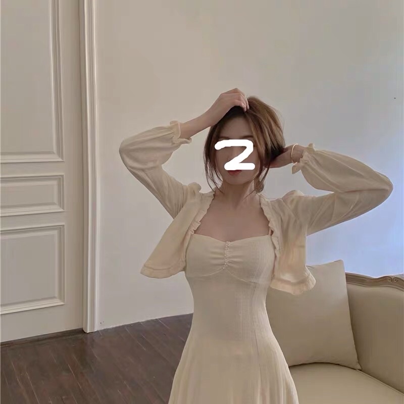 Đầm Hai Dây Len Dệt Kim Kiểu Thư / Áo Cardigan Len Viền Bèo HT015 | BigBuy360 - bigbuy360.vn