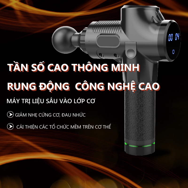 Máy massage cầm tay cao cấp 4 đầu - máy massage cơ bắp chuyên dụng - 6 chế độ rung - giảm căng cơ trị nhức mỏi vai gáy