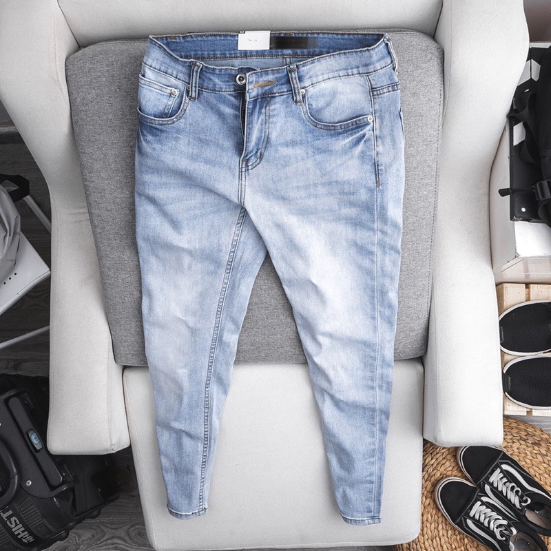 Quần jean nam xanh đậm slimfit nhập khẩu - co giãn | BigBuy360 - bigbuy360.vn