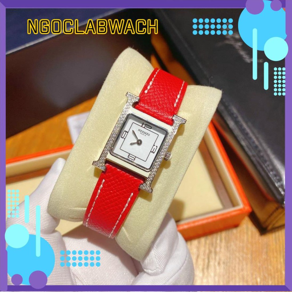 Đồng Hồ Nữ Hermes Heure H Double Jeu - Dây Da Cá Sấu Hàng Hiệu - Size 20*30mm NGOCLABWACH19