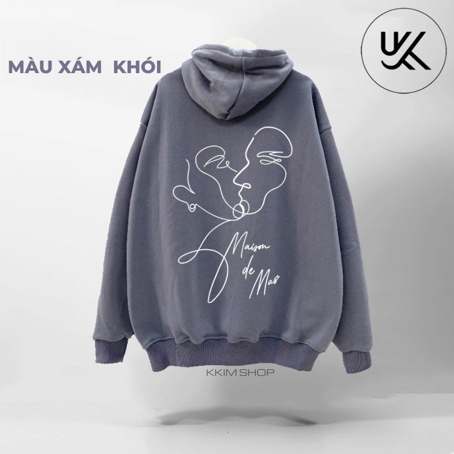 Áo Nỉ HOODIE ZIP Line Art 2 Faces màu XANH LÁ, Áo khoác hoodie dây kéo unisex nam nữ form rộng oversize nỉ bông cao cấp