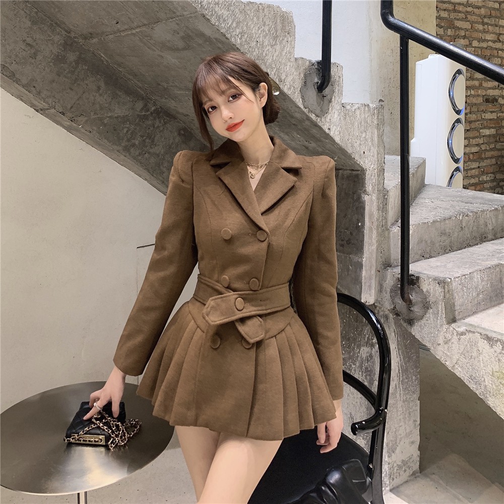 Đầm nữ dáng xòe mini tay dài thu đông Emilyshop