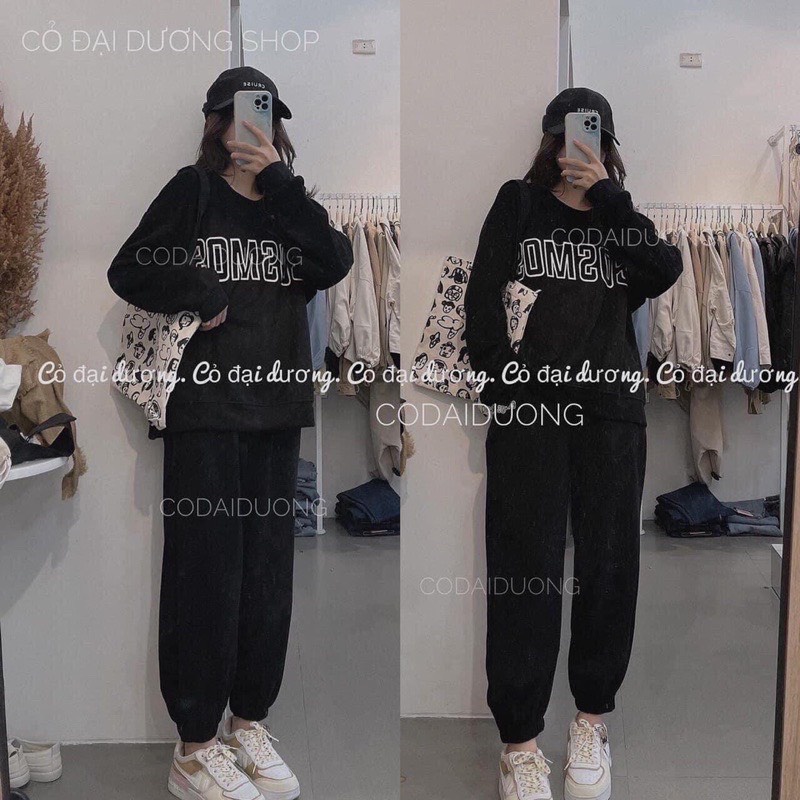 Set bộ đồ nỉ dài tay nam nữ form rộng unisex COSMOS Set đồ nữ dài tay hoodie Ulzzang  freeship  sale