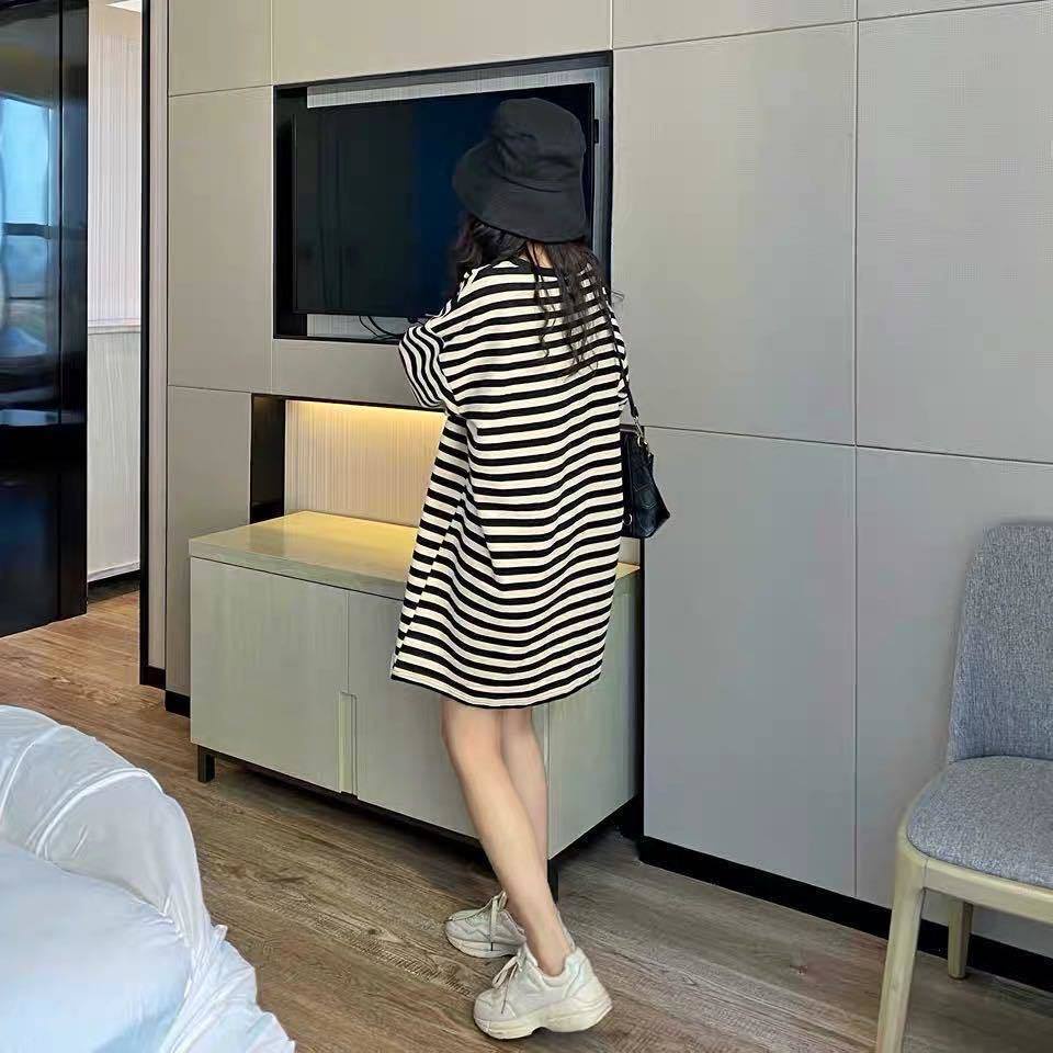 Áo Thun Ngắn Tay Họa Tiết Sọc Ngang Thời Trang Dành Cho Nữ