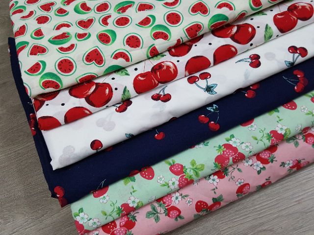 Vải Thô Cotton 1m 🍒 Phuonglinh06🍒 Khổ Vải 1m5 ,Hoa Nhí  Vải Đẹp