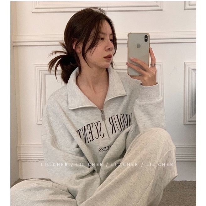 Porozi  Áo sweater  tay dài màu sắc đơn giản thời trang cho nữ