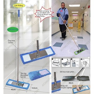 Cây lau sàn nhà siêu sạch cán thẳng bản inox 45cm