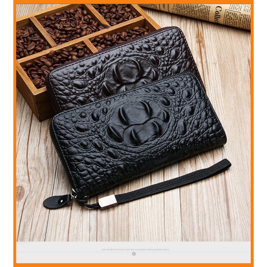 VÍ CẦM TAY NAM  DA BÒ SANG TRỌNG 1 KHÓA