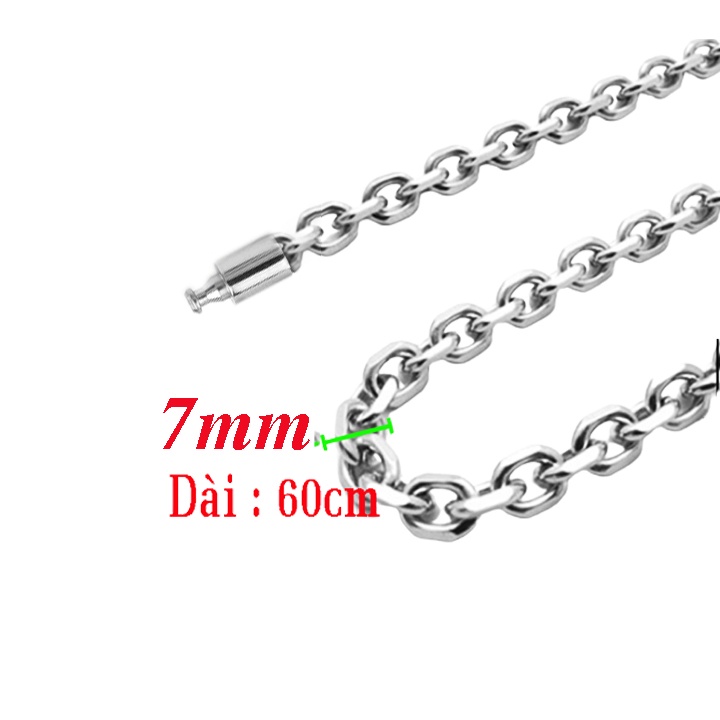 Dây chuyền kiểu xích 7mm vát cạnh 2 bên khóa gài vip sáng đẹp, không đen thể hiện đẳng cấp phái mạnh