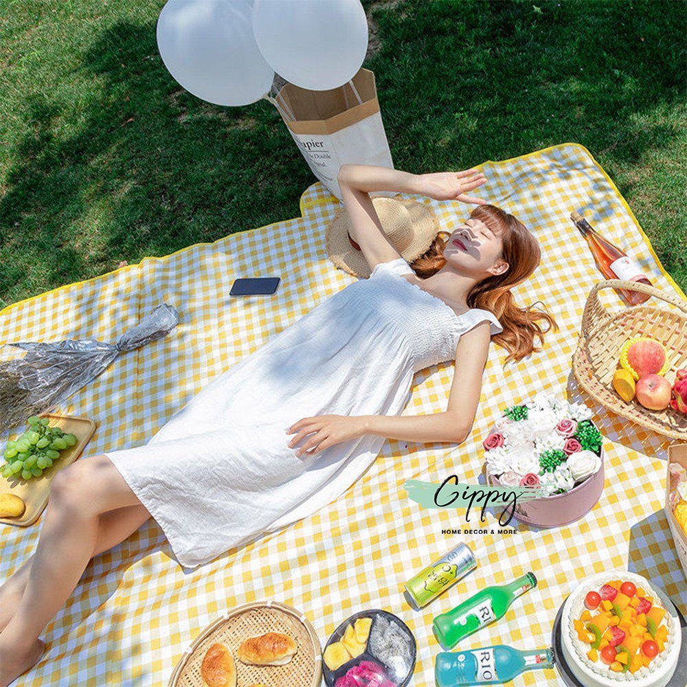 Thảm Picnic, Dã Ngoại, Du Lịch, Cắm Trại, Đi Phượt, Khăn Trải Bàn,...Chống Thấm Nước, Hoạ Tiết Caro Cao Cấp CT17653