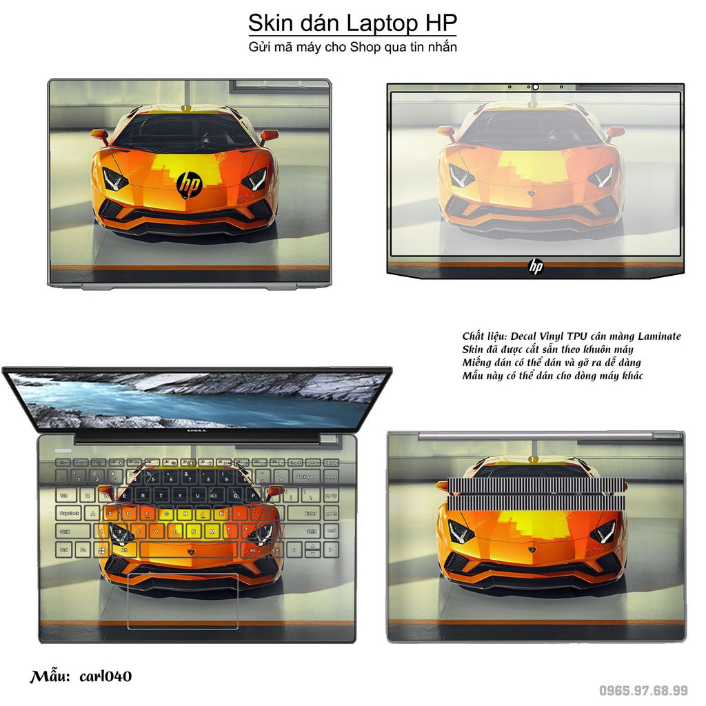 Skin dán Laptop HP in hình xe hơi nhiều mẫu 2 (inbox mã máy cho Shop)