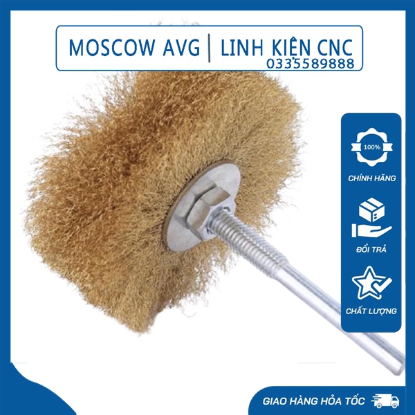 Chổi Thép Chà Nhám Gỗ Quật Gỗ Lũa Đánh Gỗ Sử Dụng Máy Khoan Cầm Tay Cán 6mm