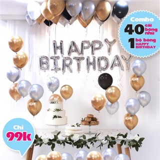 Combo bộ chữ Happy Birthday và bóng